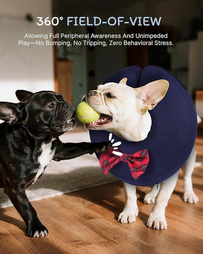MIDOG Dog Cone Collar for Large Medium Dogs, Soft Inflatable Dog Cone Alternative After Surgery, Adjustable Protective Recovery Cone - Alternative E Collar Does Not Block Vision (Bow Tie,M)