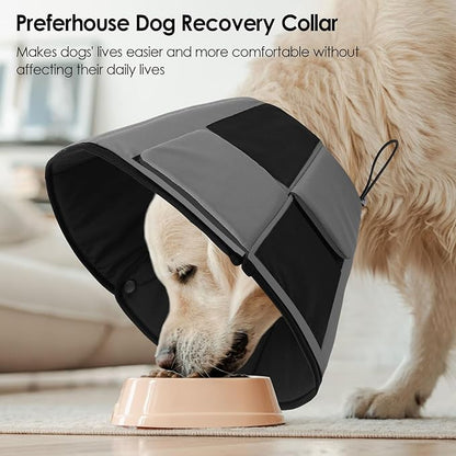 Soft Dog Recovery Collar Cone for Medium Dogs, Dog Cone Alternative for Dogs to Stop Licking, Grey