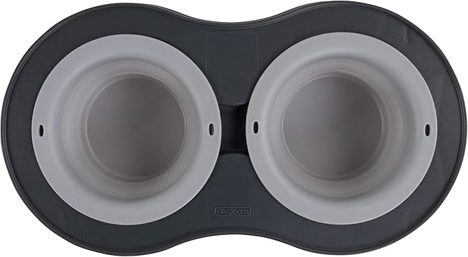 Dexas Pets Double Elevated Pet Feeder, Light Gray, Large/2.5 Cup Capacity Bowls (PW110432429)
