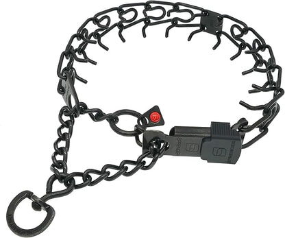 Herm Sprenger Black Stainless Steel Dog Collar with Short Links and Quick Release ClicLock Buckle Made in Germany (20in x 3.0mm (Neck Size up to 16-17in)