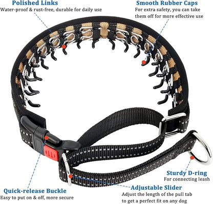 Mayerzon Martingale Collar for Dogs, No Pull Dog Collar with Reflective Strip for Small Medium Large Dogs, Anti Pulling Dog Collar with Buckle for Walking Training, Safe for Night Walk(Black, S)