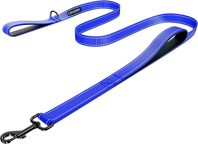 Dog Leash 5ft Long, Double Handle Dog Leash for Safety Control Training, Heavy Duty Dog Leads with Traffic Padded Handles, Reflective Leashes for Small Medium Large Dogs(5ft, Navy Blue)