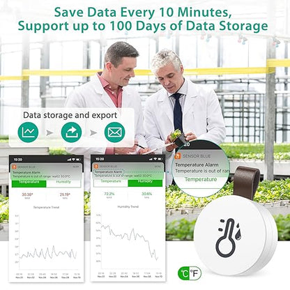 ORIA Wireless Thermometer Hygrometer, Mini Wireless Humidity Temperature Sensor with Data Export and Alert, Temp Humidity Monitor for House, 2 Pack