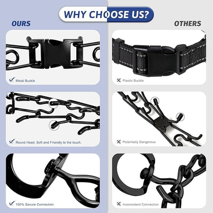 Pinch Collar for Dogs, Prong Training Collar with Quick Release Buckle for Dog Pulling Behavior Correction, Adjustable Pinch Leashes (XL / 23-26" Neck Size)