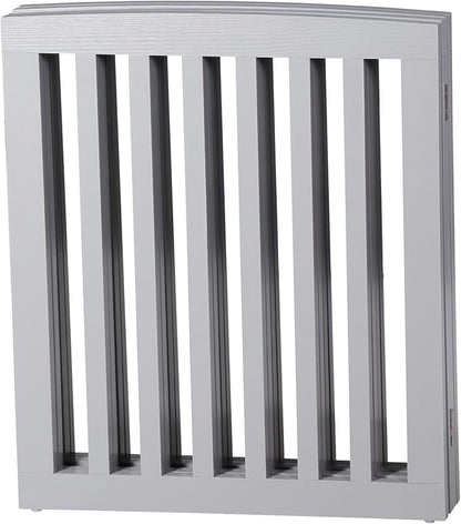 Freestanding Dog Door Indoor Folding Puppy Gate for Doorways Stairs 4-Panel Wood Pet Safe Barrier Fence for Hallways, Gray