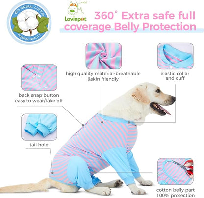 LovinPet Dog Recovery Suit - Medium Large - After Surgery Dog Recovery Suit Anti Licking Abdominal Wound Surgical Clothes Post-Operative Vest E-Collar Alternative Recovery Shirt,Blue,3XL