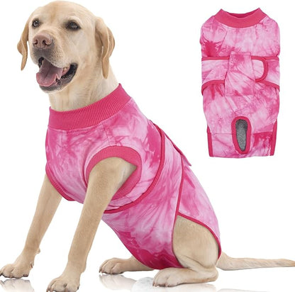 FUAMEY Surgery Recovery Suit for Large Dogs,Dog Surgery Suit Female Spay Male Dogs Neuter Recovery Shirt Dog Onesie Anti Licking Abdominal Wounds Pet Bodysuit Skin Conditions Rose Dye XXL