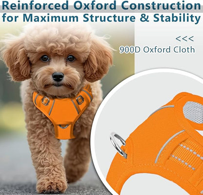 BARKBAY Dog Harness No Pull Oxford with ID Tag Pocket - Heavy Duty, Reflective, Easy Control for Large Dogs(Pumpkin Oxford,XS)
