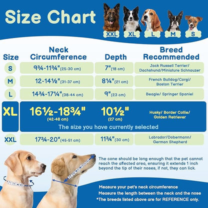 BARKLESS Soft Dog Cone, Soft Cone for Large Dogs to Stop Licking Biting Wounds, Breathable Surgical E Collar for After Surgery, Adjustable Elizabethan Collar for Neuter Incision Care