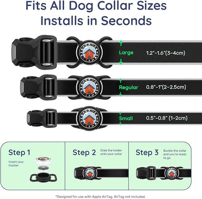 Dog AirTag Holder for Dog Collar, Soft Silicone Slide-On Case for Apple AirTag, No-Dangle Quiet Protective Holder with High-Contrast Message Designs