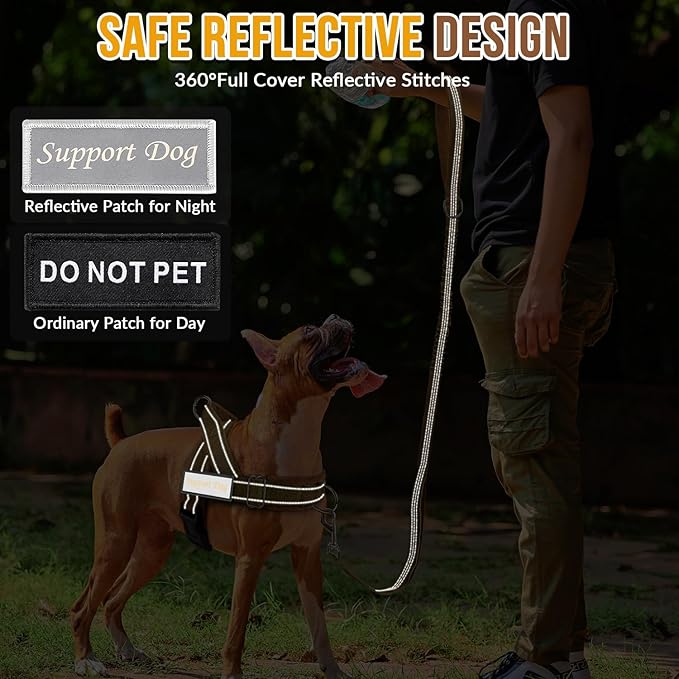 SlowTon No Pull Dog Harness - Heavy Duty Dog Harness and Leash Set for Medium Large Dogs, Reflective Tactical Harness with Soft Padded and Front Clip for Easy Walk and Training (Y, XL)