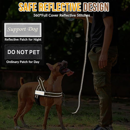 SlowTon No Pull Dog Harness - Heavy Duty Dog Harness and Leash Set for Medium Large Dogs, Reflective Tactical Harness with Soft Padded and Front Clip for Easy Walk and Training (Tan M)