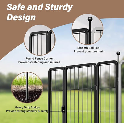 Simple Deluxe Dog Playpen Outdoor, Portable Dog Playpen for Travel, Camping, 32" Height 16 Panels Heavy Duty Dog Pen for Small/Medium Dogs, Black