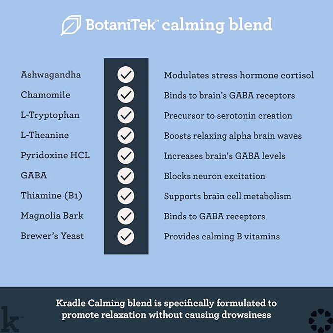 Kradle Calming Chews for Dogs - Anxiety and Stress Support - L-Theanine Ashwagandha GABA - Calming Supplement for Relaxation and Stress - Chicken Flavor- 150 Non-Drowsy Chews