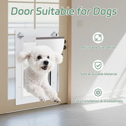 Heavy-Duty Weatherproof Dog Door for Wall and Door, Secure Double Flap Design with Aluminum Lock, for Indoor/Outdoor Use, Fits Pets Up to 40 lbs