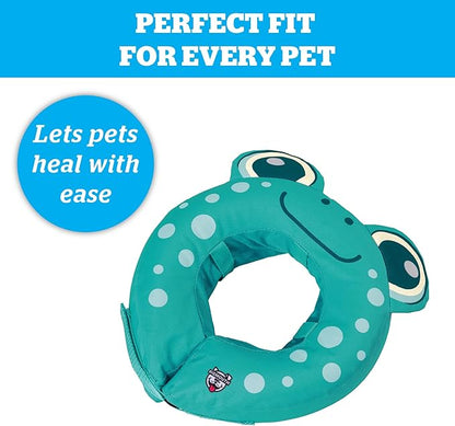 Frog Inflatable Recovery Collar, Comfortable Cone Replacement for Pet Surgery, Protective Collars to Prevent Licking & Biting, Size Large