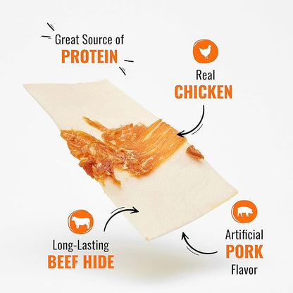 Good'n'Fun Triple Flavor Chips, Dog Chew Treats, Premium Chicken and Beef Hide Treats for Dogs, 4 oz