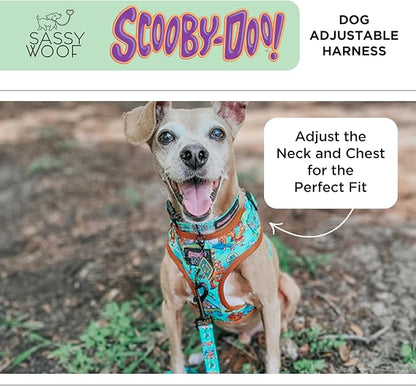 Sassy Woof Dog Adjustable Harness - Scooby-Doo™ - L, Breathable Mesh, No Pull Design with Two D-Rings, Patented Design, Ideal for Large Dogs - Officially Licensed