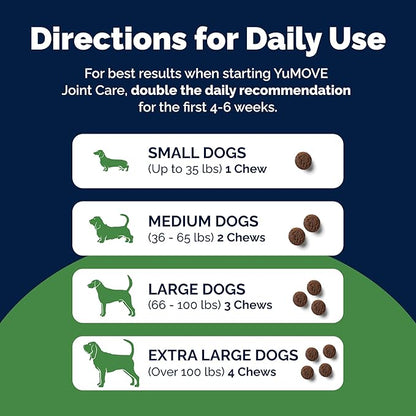 YuMOVE Hip & Joint Supplement for Dogs with Glucosamine, Hyaluronic Acid, Green Lipped Mussel & Omega 3 Joint Supplement - Regular or Advanced Strength (90ct Chews, Advanced Strength)