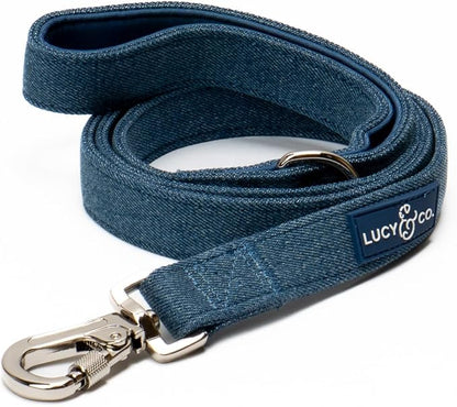 Lucy & Co. 5 Foot Designer Dog Leash for Small, Medium or Big Dogs or Puppies Puppy – Pet Accessories & Supplies- Small-Blue Denim