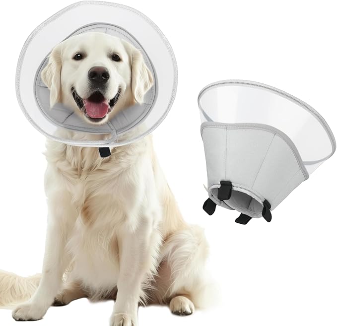 Soft Dog Cone Collar for Large Medium Small Dogs, Adjustable Cones for Dogs to Stop Licking, Recovery Collar After Surgery to Prevent Licking-Comfortable Alternative to Dog Cones(L(Neck:15.5"-17.8")