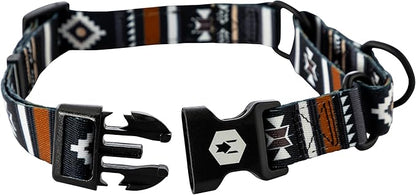 Wolfgang Heavy Duty Martingale Dog Collar with Quick Release Nylon Buckle for Walking & Training, NewMoon Print, Medium