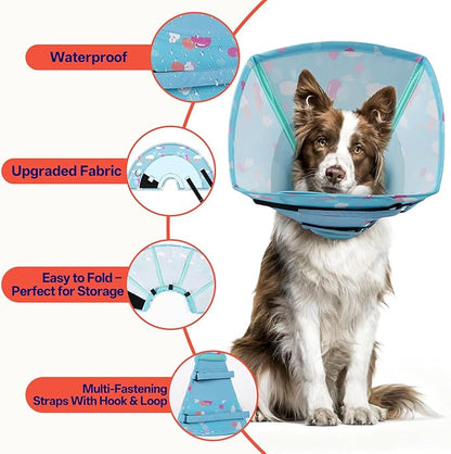 Comfortable Dog Cone - Soft XL Dog Cone Collar for Large Dogs,Adjustable Recovery Cone for Dogs to Stop Licking,Cute Pet Head Neck Elizabethan Cone,Cone Alternative After Surgery,XL,Blue