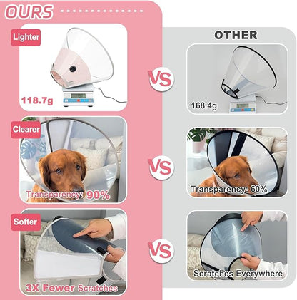 Dog Cone Collar for Recovery: Soft Elizabethan Collar Alternative to Stop Licking, Adjustable Pet Cone for Large, Medium, Small Dogs, for Surgery, Spay, Injury, Skin Treatment