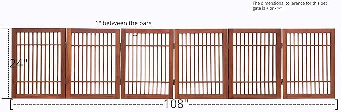 Urnporium Freestanding Wooden Dog Gate Foldable Indoor Pet Gate No Drill Expandable Barrier for Doorways Stairs Hallways Portable Wood Fence for Small Dogs & Puppies (Brown Pet Gate, 6 Panel 24" Tall)