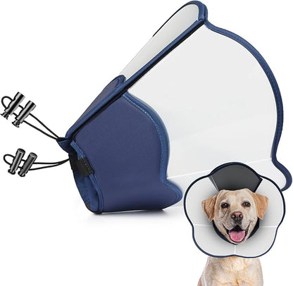 Hard & Heavy Plastic Dog Cone Collar Alternative for Lab Golden GSD (Small&Medium Sized) After Surgery, Large Adjustable Recovery Cone Anti-Lick, Elizabethan Protective Cone of Shame for Healing
