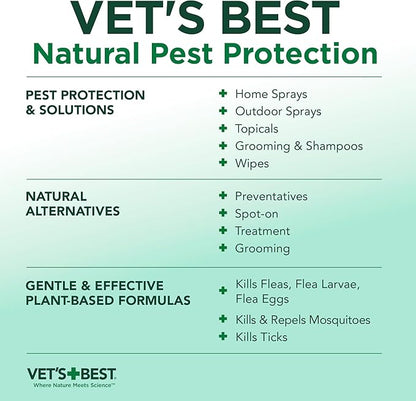 Vet's Best Natural Flea and Tick Waterless Bath for Dogs – No-Rinse Dry Foam Shampoo with Certified Essential Oils – Natural Flea Treatment with Plant-Based Ingredients – 8 oz Bottle – Made in USA