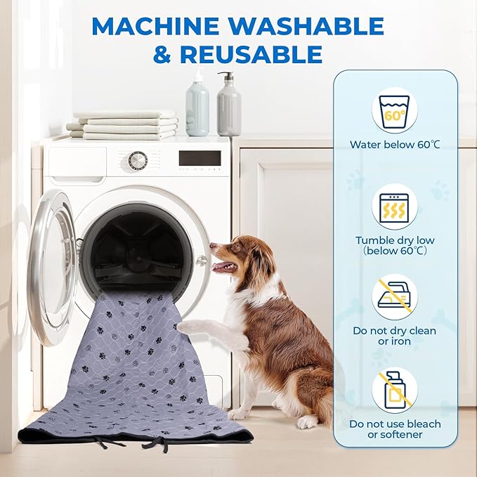 Fostanfly Washable Pee Pads for Dogs, 2 Pack 28''x34'' Large Ultra-Absorbent and Leak-Proof Non-Slip Reusable Potty Training Pads for Dogs, Puppy, Potty Buddy and Cats of Add 8 Lanyards