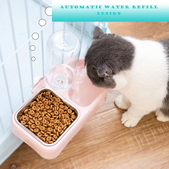 JiangYanus Crate Dog Bowl, Kennel Dog Food Water Bowl Set with Automatic Water Dispenser Detachable Stainless Steel Bowl, Hanging Pet Cage Feeder for Small Dogs Cat Puppies and Small Animals (Blue)