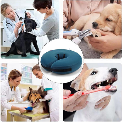 MIDOG Dog Cone - Inflatable Soft Donut Collar Alternative for Dogs After Surgery, Protective Recovery Collar Prevents Licking, Comfortable E-Collar Alternative for Small Medium Large Dogs (Blue, M)