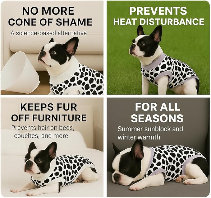 PetWarm Dog Surgical Recovery Suit, Dog Cone Alternative After Surgery, Covers Wounds, Prevents Licking, Fashionable and Protective, Lightweight and Breathable, Leopard Pattern, White, M