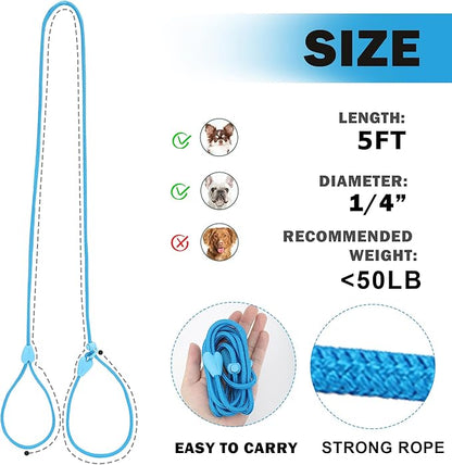 Slip Lead No Pull Dog Leash Slip Leads for Dogs Puppy Leash 5FT Slip Leash for Dogs Dog Lead with 6 Colors Strong Nylon Dog Training Leash Dog Leash (Blue)