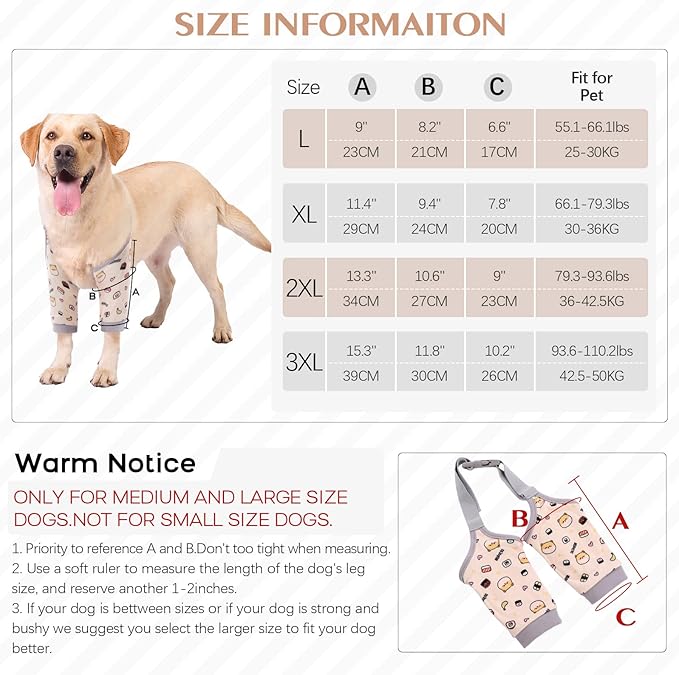 ROZKITCH Dog Surgery Leg Sleeve for Front Legs, Pet Prevent Licking Wound Elbow Knee Protector, Dog Leg Sleeve to Stop Licking Cone Collar Alternative for Sprain ACL CCL Arthritis Cute Dog 2XL