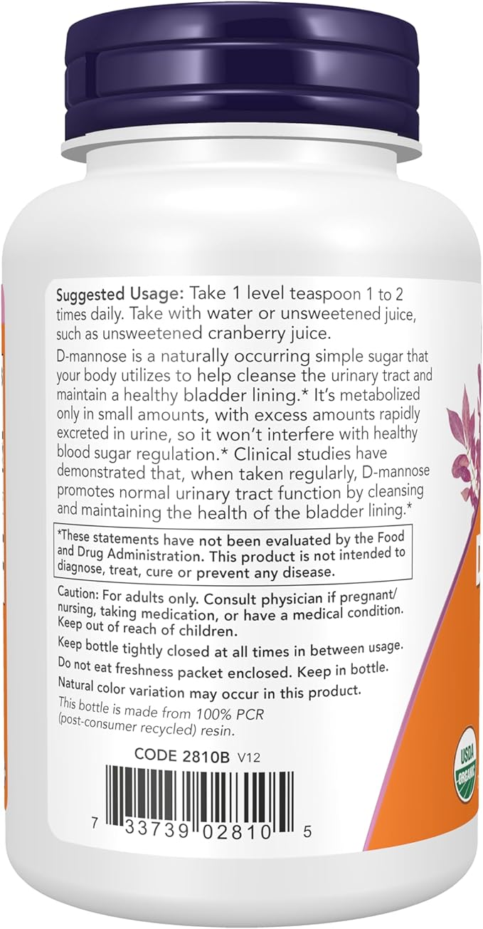 NOW Foods Supplements, D-Mannose Powder for Immune Support, Non-GMO Project Verified, Healthy Urinary Tract*, 3-Ounce