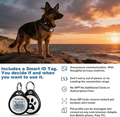 Waterproof AirTag Dog Collar with QR ID Tag, Tactical Military Dog Collar with Built-in AirTag Holder, Heavy Duty Metal Buckle & Control Handle, Training GPS Tracker Collar for Large Dogs(Black,XL)