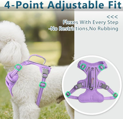 BARKBAY Dog Harness No Pull with ID Tag Pocket - Heavy Duty, Reflective, Easy Control for Large Dogs(Violet Purple,XS)