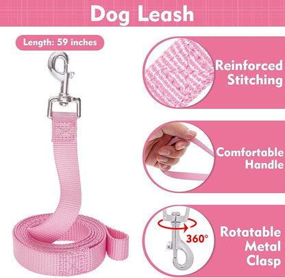 EXPAWLORER Cute Dog Harness and Leash Set - Pink Girl Dog Harness Checkered Step-in Design, Easy Adjustable No-Choke Lightweight Breathable Vest for Puppy Small Dogs Cats Outdoor Walking, Small