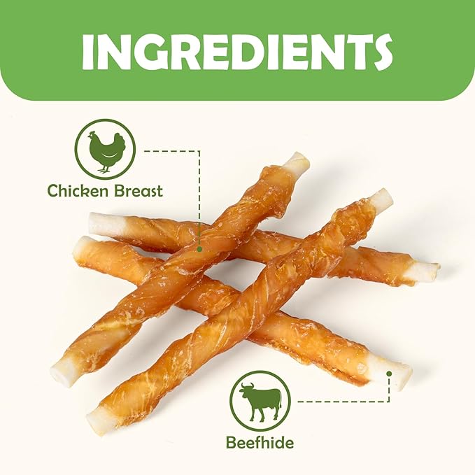MON2SUN 5 Inch Chicken Wrapped Rawhide Sticks, 75 Count Long Lasting Chew Treats for Puppy & Small Dogs, High Protein, No Artificial Colors, 31.75 oz