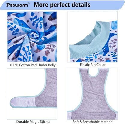 PetWarm Surgery Shirts for Dogs, Dog Surgery Suit, Cone of Shame Alternatives, Pet Surgical Recovery Pajamas Suit Female Male Dog Onesie for Spay Neuter, Marine Animal Patterns, Blue, XL