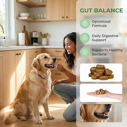 Probiotics for Dogs, Gut & Immune Health Soft Chews, Chicken Flavor, All Ages, Supports Digestive Balance & Skin Health