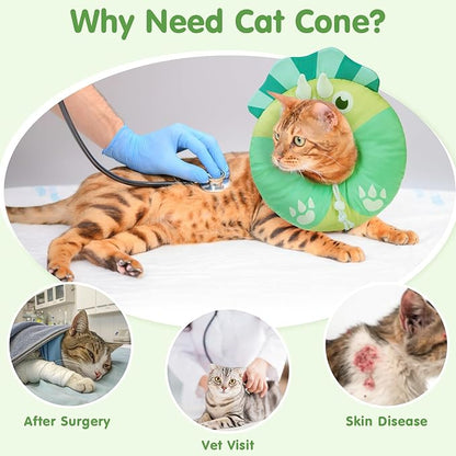 BEAUTYZOO Cat Cone, Adjustable Cat Cone Collar Soft, Cat Recovery E Collars After Surgery to Stop Licking, Protective Neck Cone Alternative Donut Collar Cute Pillow for Cats Kitten Small Dogs