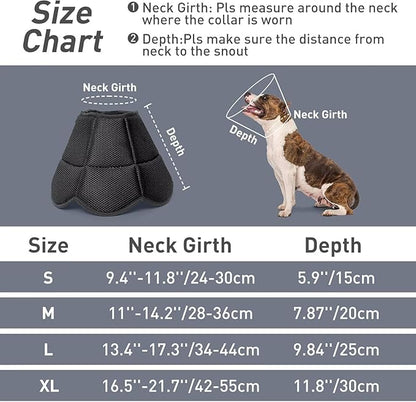 Soft Dog Cone for Medium Size Dogs,Breathble Adjustable Dogs Recovery Collar After Surgery,Protective Elizabethan Cones,E Collar Alternative to Stop Licking,Comfortable Dog Cones,Black,M