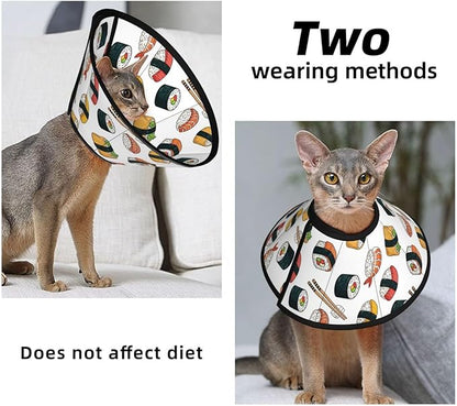 Dog Cone for After Surgery, Prevent Licking with Comfy Soft Cones, Adjustable for Large Medium Small Dogs and Cats, Sushi
