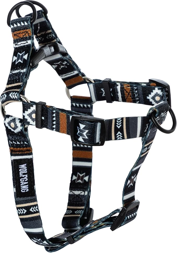 Wolfgang Heavy Duty Adjustable Dog Harness, Pull-Tested to Over 800 lbs for Walking & Training, NewMoon Print, Medium