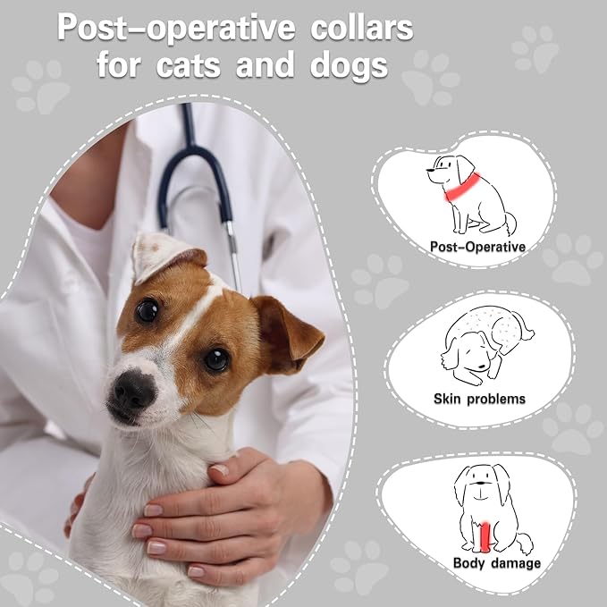 MRSOHRET Dog Cone, Dog Surgery Collar, Inflatable Cones for Small Medium Large Dogs, Grey Recovery Collar, Does not Impede Vision (XL Grey)