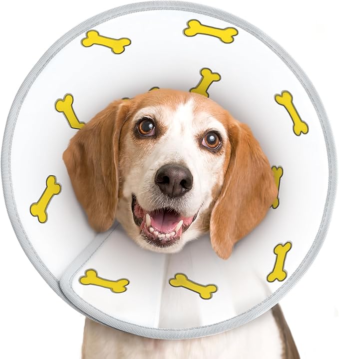 Supet Dog Cone Collar After Surgery to Stop Licking: Adjustable Recovery Elizabeth Collar Alternative for Large Medium Small Dogs, Plastic Pet Head Neck Cone (M)